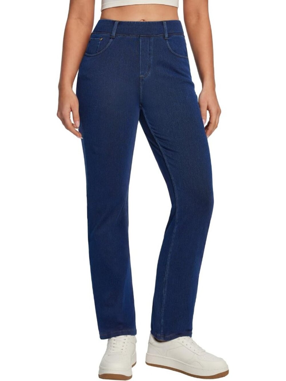 High-Waisted Straight Leg Jeans for Women | Stretchy Pull-On Sweatpants
